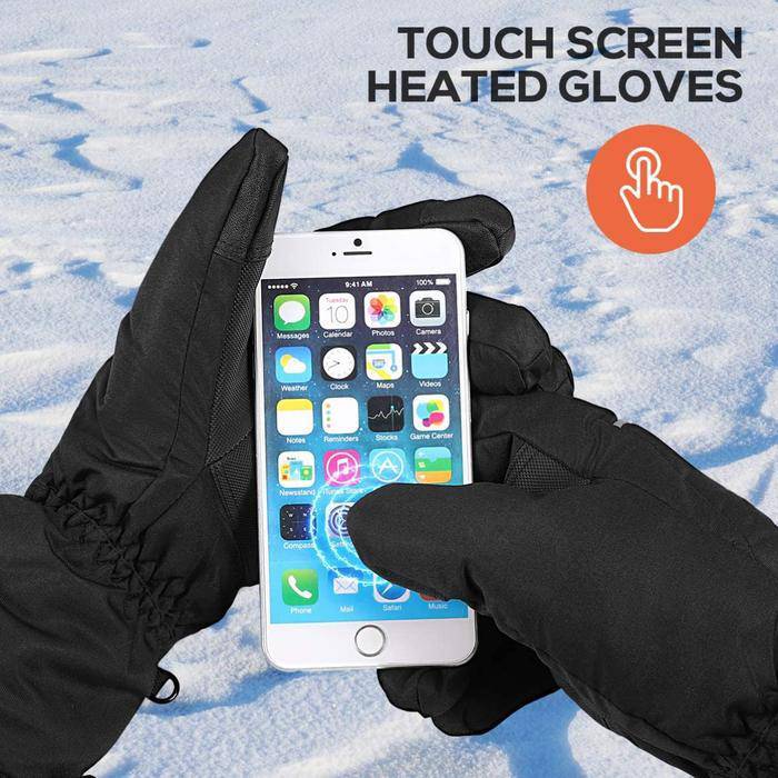 Winter Electric Heated Gloves With Touch Screen, Water Resistance, Battery Recharge