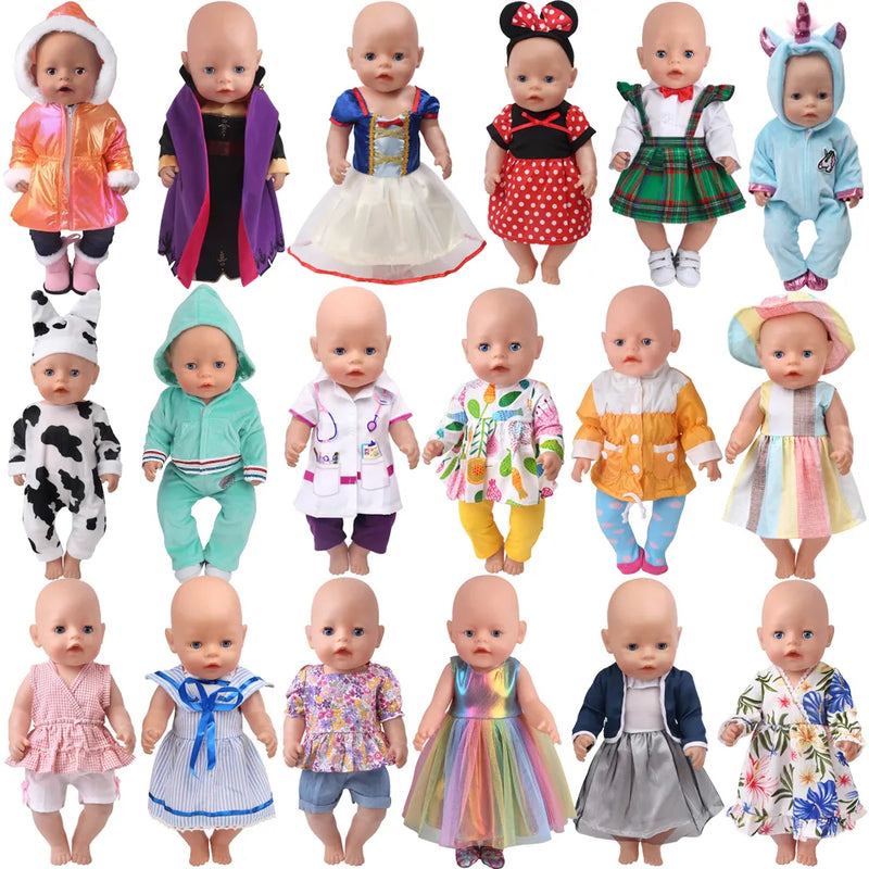 43 Cm Boy American Dolls Clothes Princess Dress School Uniforms Unicorn Queen Skirt Born Baby Toys 18 Inch Girls Doll Gift f41
