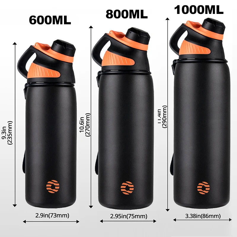 Water Bottle Thermos With Magnetic Lid Outdoor Sport Stainless Steel Water Bottle Keep Cold Hydrated Insulated Vacuum Flask 1000ml