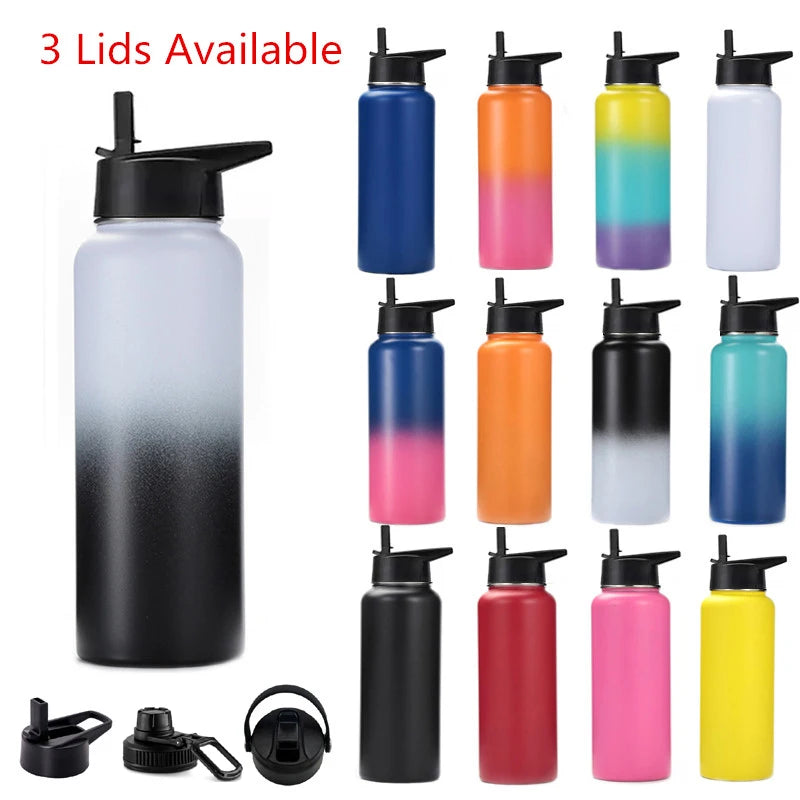 12oz 18oz 32oz 40oz Large Capacity Water Bottle Travel Sport Thermal Flask Stainless Steel Vacuum Insulated Hydrated Thermos Mug