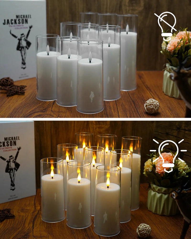 9Pcs LED Flameless Candles Light Simulation Acrylic Wedding Romantic Candle Lamp with Remote Control Party Christmas Home Decor