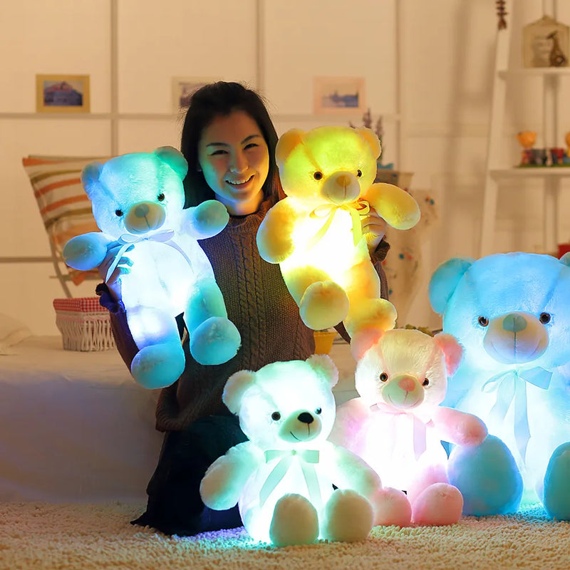 Luminous Teddy Bear, 32-50cm Creative Light Up LED Stuffed Animals Plush Toy Colorful Glowing Teddy Bear Christmas Gift for Kid
