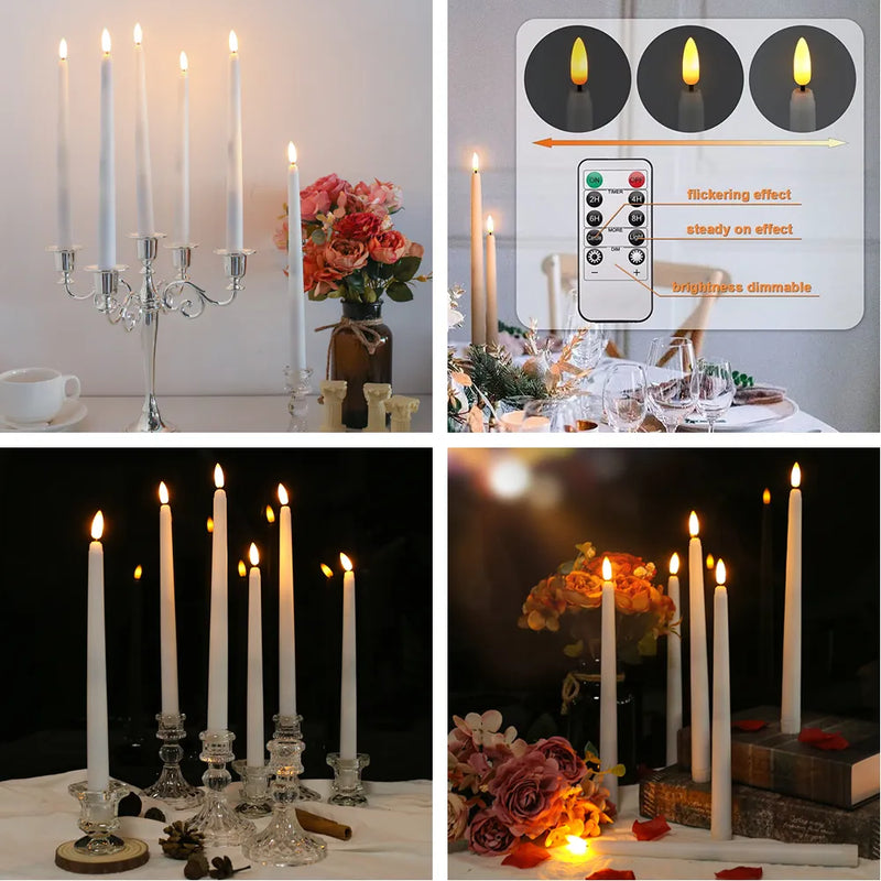 Floating Candles, LED Flameless Taper 6.5/11" Battery Operated Flickering Candles for Wedding Home Decor, Wall, Halloween, Party, Christmas