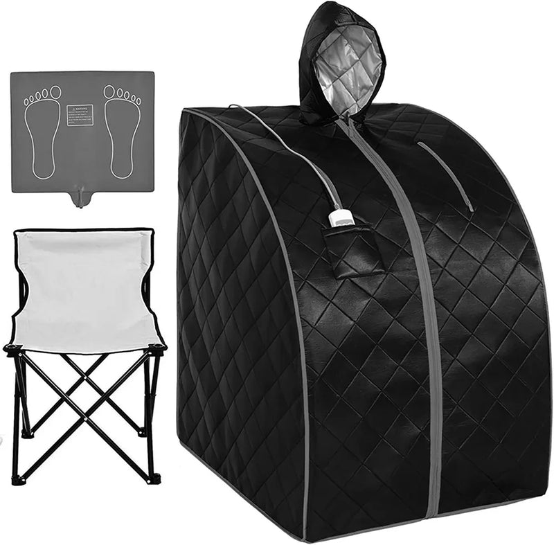 Personal Infrared Sauna for Home, Portable Infra Red Sauna, Spa Tent with Hat Upgraded Chair Heating Foot Pad for Relaxation Detox Home Spa
