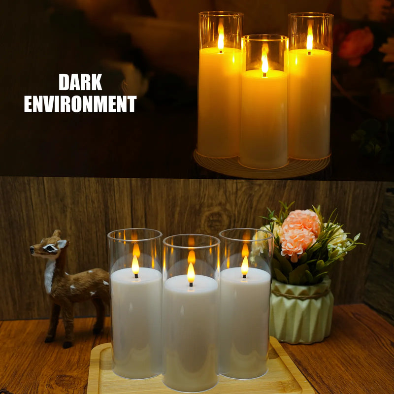 9Pcs LED Flameless Candles Light Simulation Acrylic Wedding Romantic Candle Lamp with Remote Control Party Christmas Home Decor
