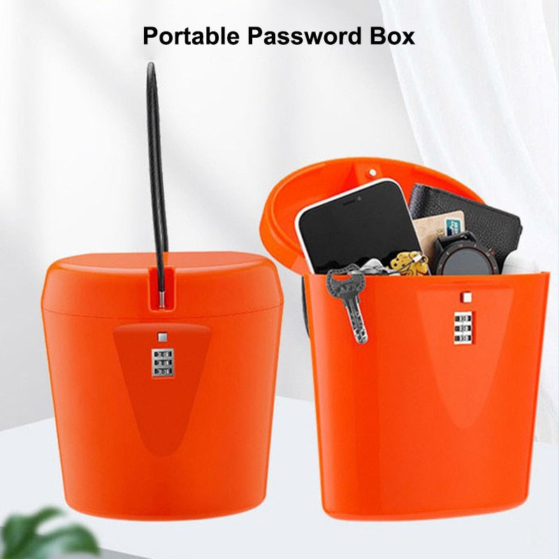 Portable Security Storage Box 3-digit Combination Lock With Rope Outdoor Camp Sport Beach Shopping Safe Case Bucket for Key Cash