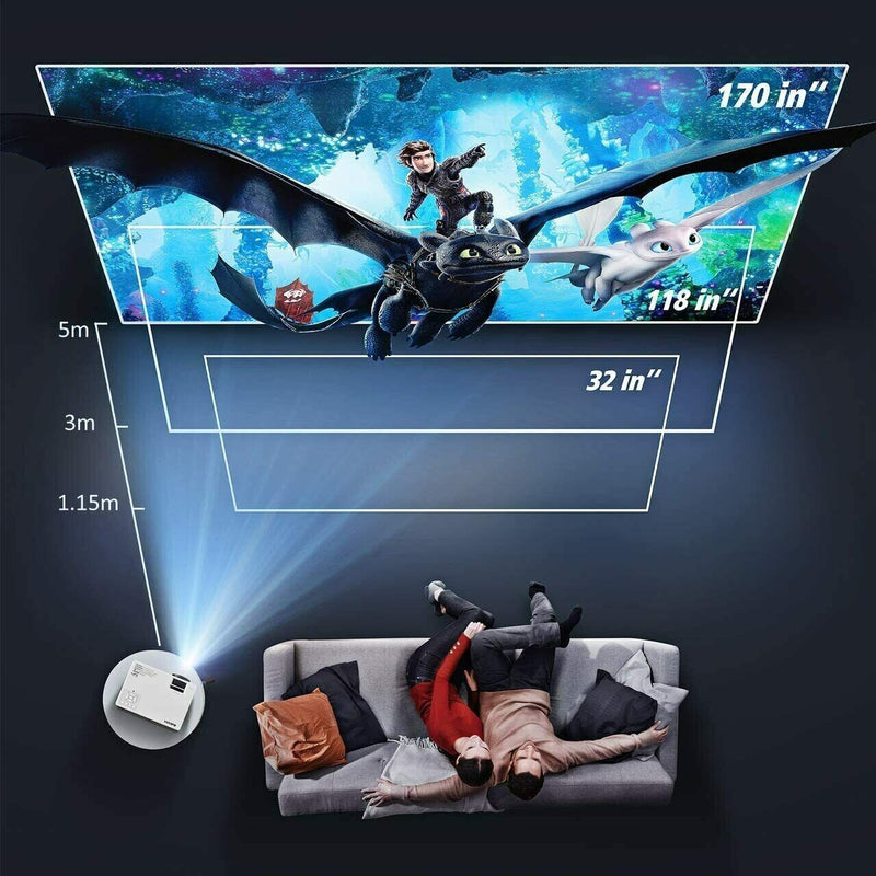 4K Projector 7500 Lumens 1080P 3D LED Mini WiFi Video Home BT Theater Cinema