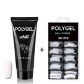 Poly Gel Nail Kit + 100 pcs Nail Forms, Pink, Nude, White