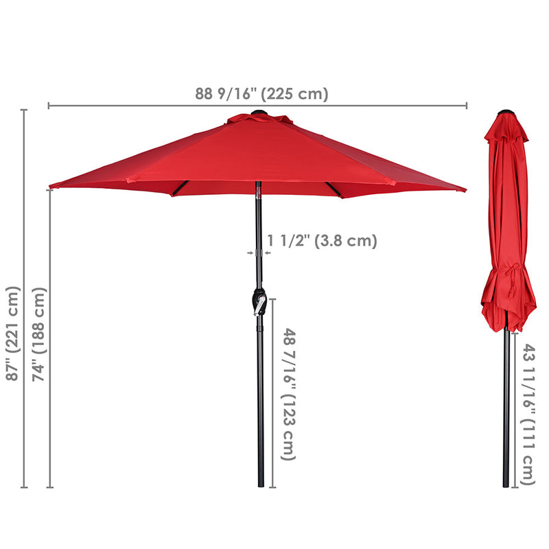 Patio Umbrella 7.5' Tilt Outdoor Umbrella Crank Lift 6-Rib