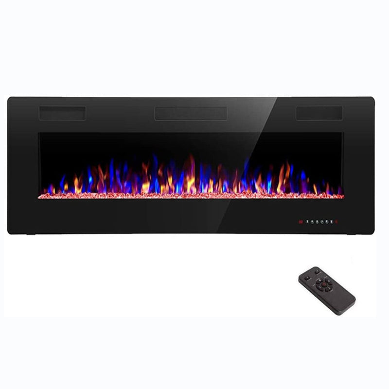 50" Electric Fireplace Heater Recessed Ultra Thin Wall Mounted Multicolor Flame,