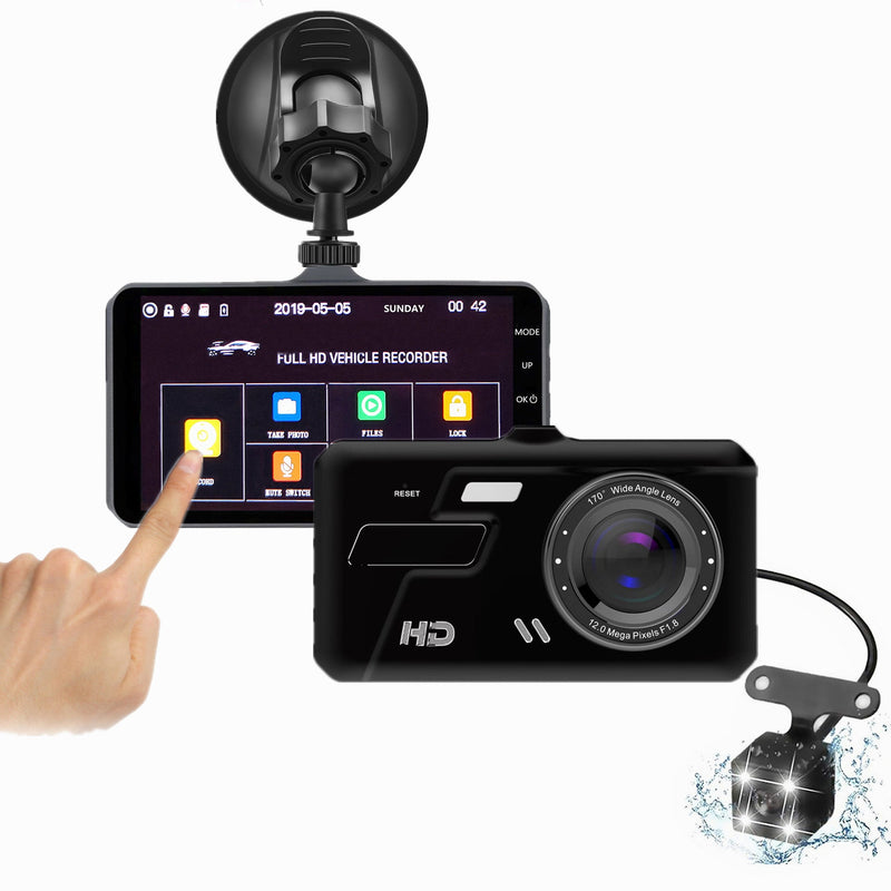 Car Dual Dash Cam 1920x1080P Full HD Front and Rear - 4'' Universal Camera for all cars