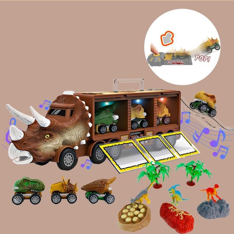Dino Carrier Truck | Dinocrane Original Oversized Jurassic Dinosaurs Music Truck Transport Car Carrier Kids Toys, Rex Truck