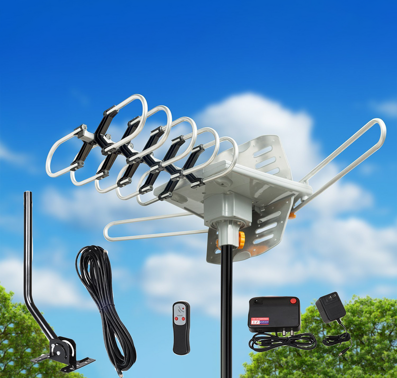 990 Mile Long Range Outdoor TV Digital Antennas, 360° Rotaion Amplified Smart HD TV Exterior Rooftop Booster Antena For Local Channels Sale