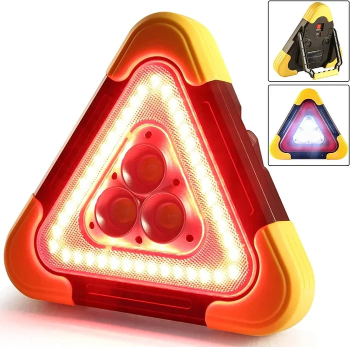 2-IN-1 Emergency Triangular Roadside Warning Solar Light USB Lamp