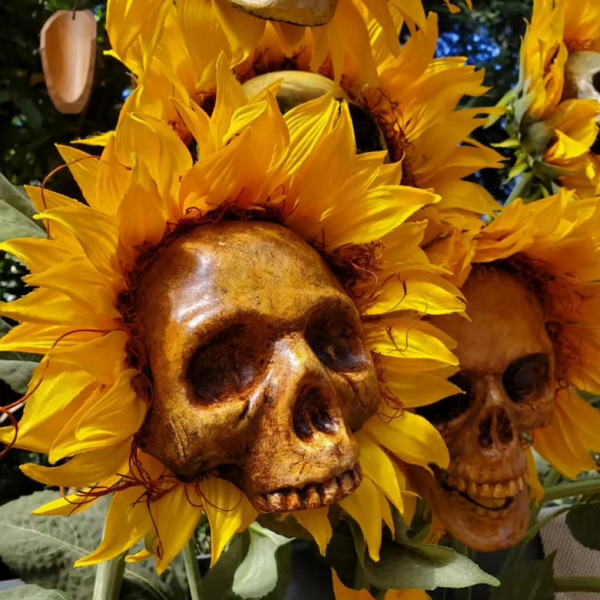 Halloween Decor Skull Sunflowers, Garden outdoor halloween house decor