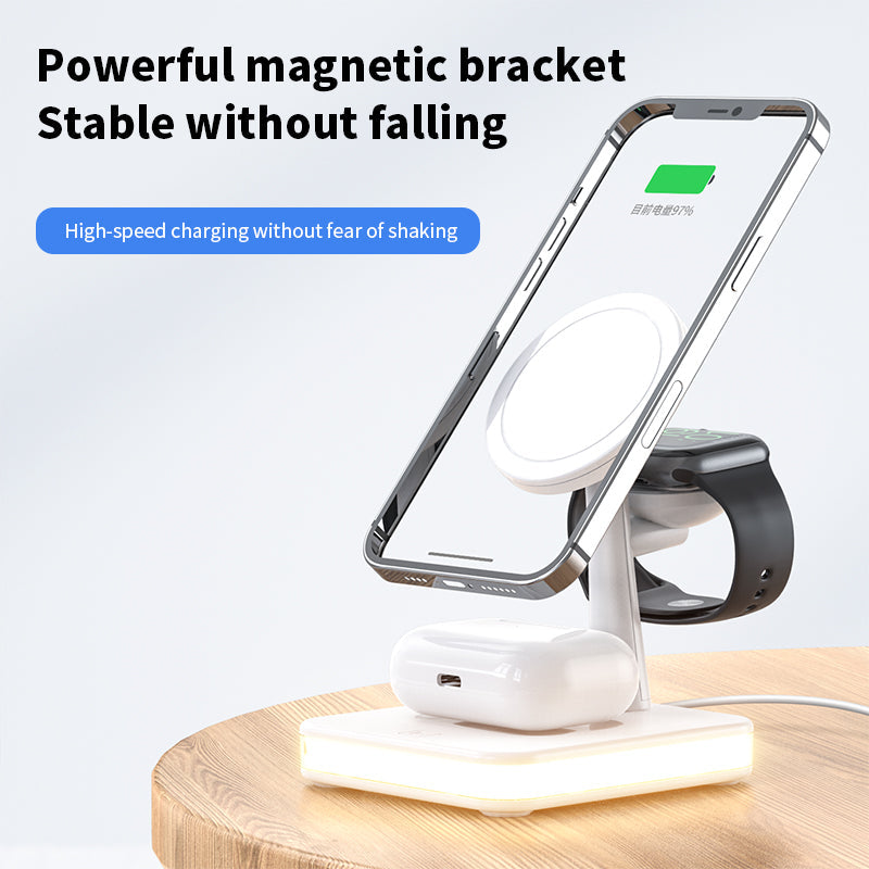 Magnetic Wireless Charger Stand Dock, 3 in 1 Wireless Charging Station - Magsafe Compatible