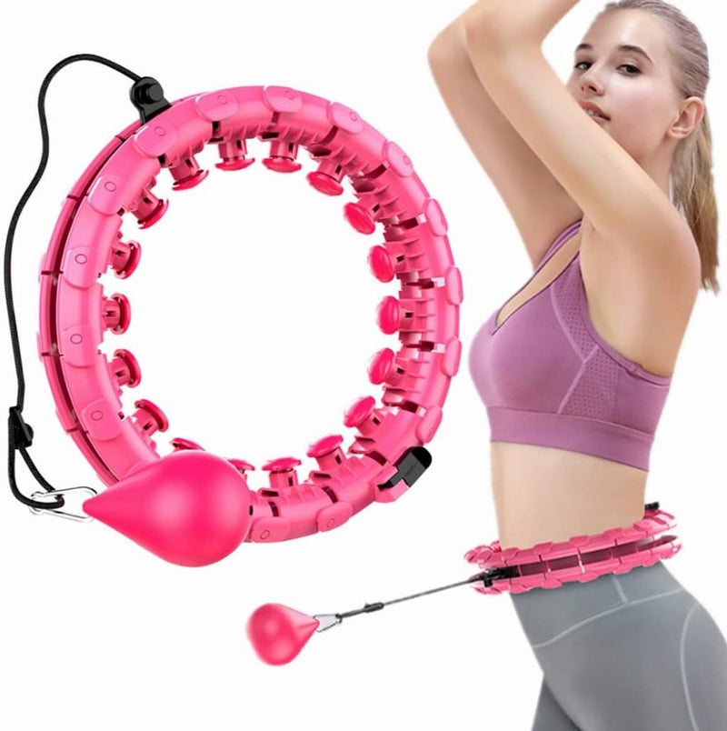 Weighted Hula Hoop – Advanced Exercise Equipment (Pink - 24 Sections)