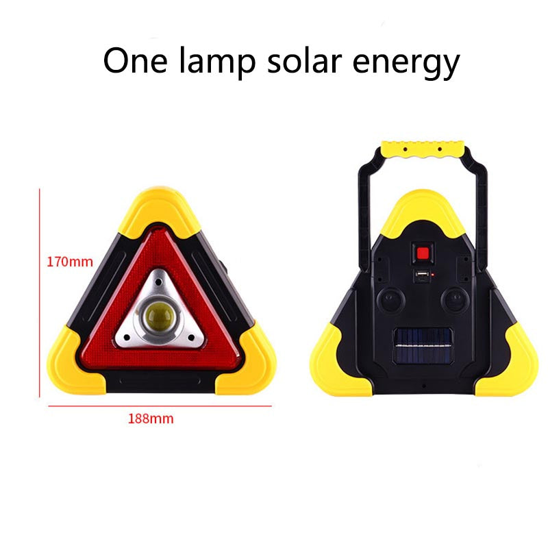 2-IN-1 Emergency Triangular Roadside Warning Solar Light USB Lamp