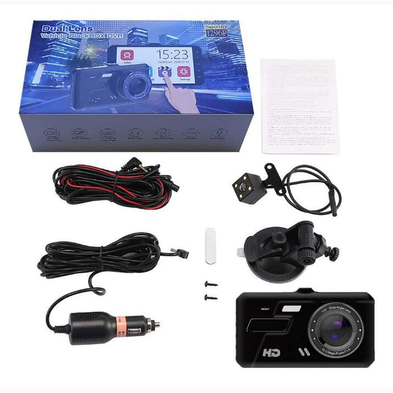 Car Dual Dash Cam 1920x1080P Full HD Front and Rear - 4'' Universal Camera for all cars