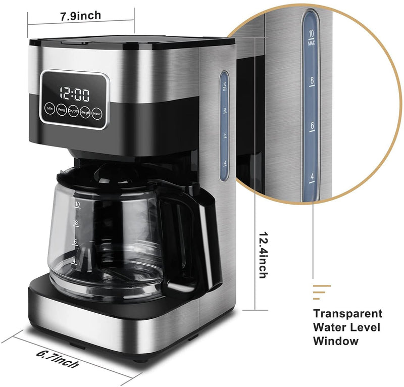 40 Oz Drip Coffee Machine - 1.2L Classic Coffee Maker, 10 Cups