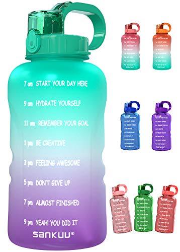 Large 1 Gallon/128oz (When Full) Gallon Water Bottle Motivational with Time Marker & Straw