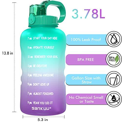 Large 1 Gallon/128oz (When Full) Gallon Water Bottle Motivational with Time Marker & Straw