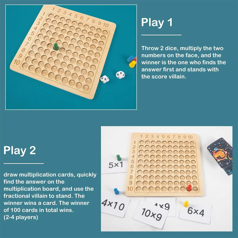 Wooden Montessori Multiplication Math Board Game For Kids Fat Brain Educational