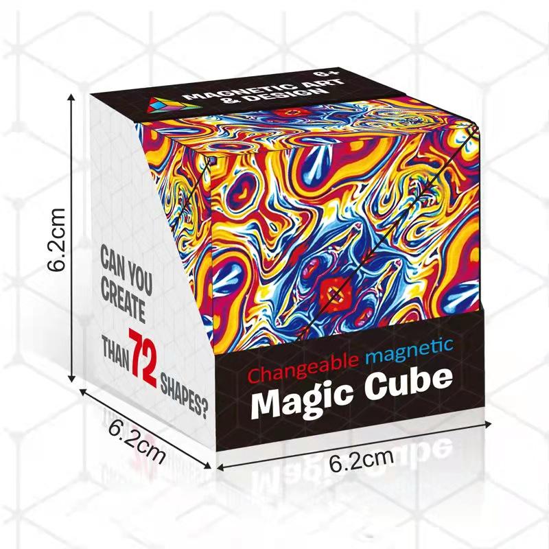 Changeable Magnetic Magic Cube, Anti Stress 3D Office Hand Flip Puzzle Stress Reliever Autism Collection Toys for Kid