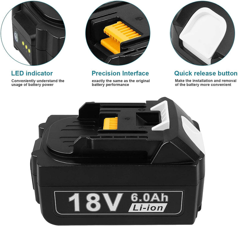 For Makita 18V 6.0Ah LXT Lithium-Ion BL1830 BL1850 BL1860 tool Battery-2Pack