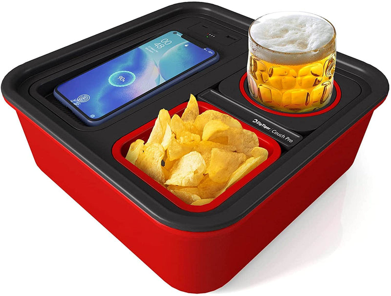 Cup Holder- Couch Organizer with Wireless Power Bank & Snack Cup-Self Balancing Console for Sofa-Couch Cup Holder
