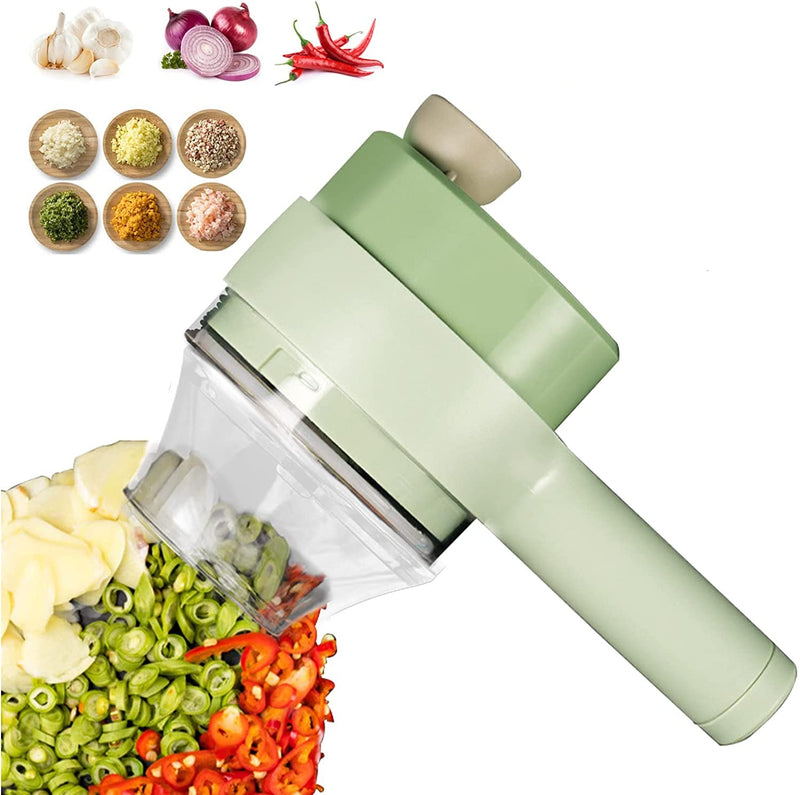 4 In 1 Handheld Electric Vegetable Cutter Set, Wireless Food Chopper Electric Portable Mini Food Chopper for Garlic Pepper Chili Onion