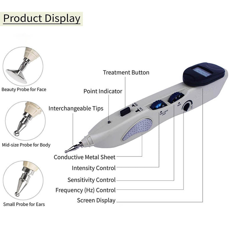 Rechargeable Electronic Acupuncture Pen Massager Machine - Massage Pen Tools for Back Pain Ache Relief, Meridian