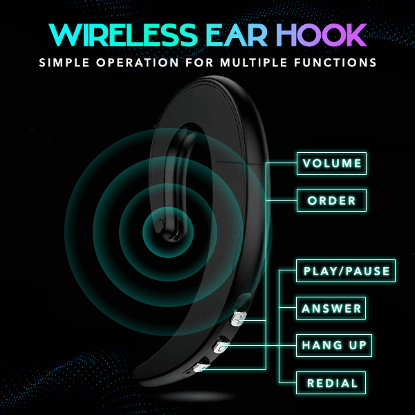 Bone Conduction Hook Earphone, universal bluetooth wireless earphones with ear hooks