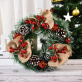 Christmas wreath Garland Pinecone red berry bow manual Christmas living room wreath front door hung window props decoration