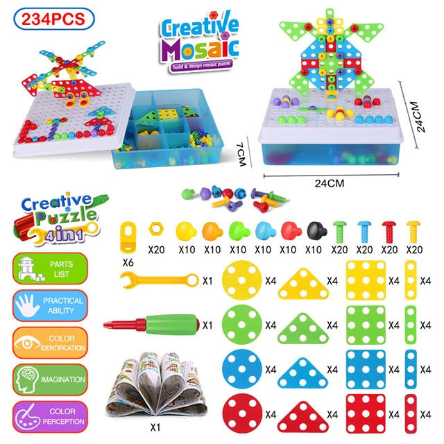310 Pcs Drilling Mosaic Puzzle Toys, Best Popular Educational Fat Brain Toys For Kids
