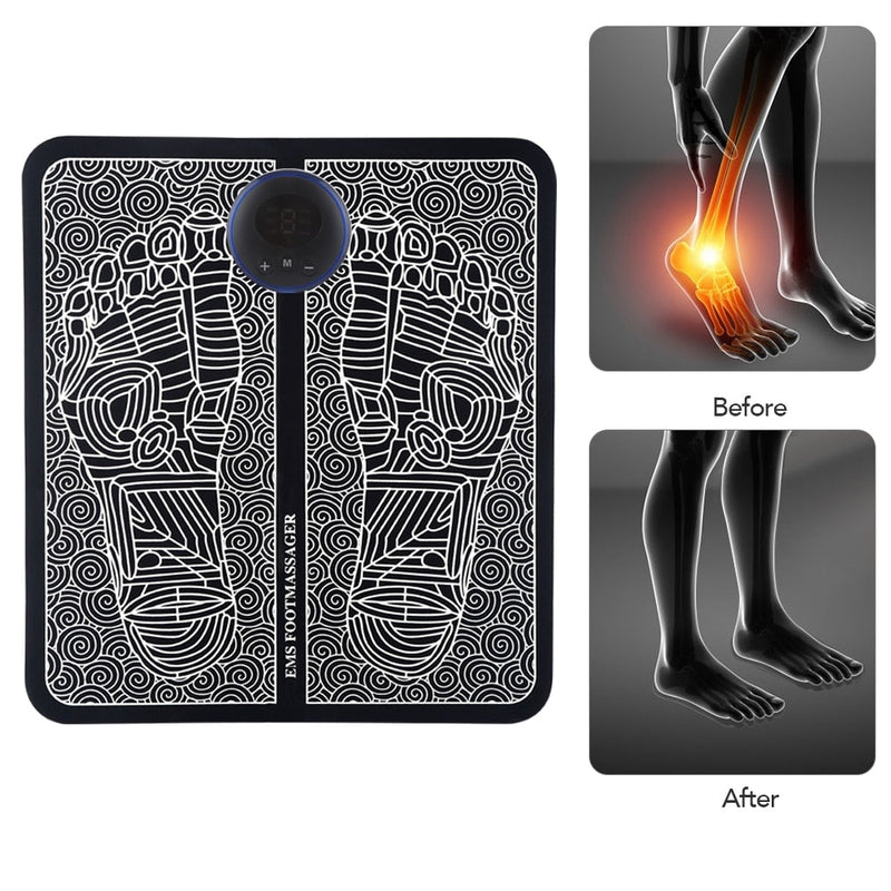 EMS FOOT MASSAGER PAD Electric Relief Pain Relax Feet Acupoints Massage Mat Shock Muscle Stimulation Improve Blood Circulation
