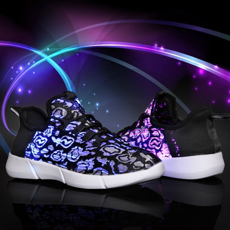 Led Fiber Optic Shoes, Unisex for girls boys men women USB Recharge glowing Sneakers Man light up shoes