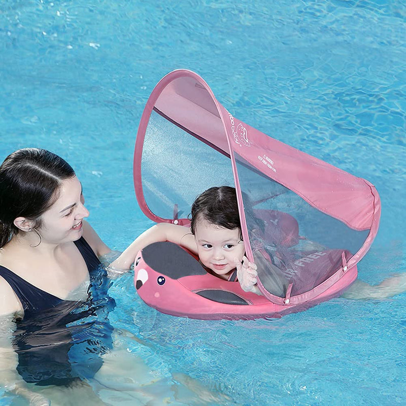 Baby Swim Float with Canopy Non-Inflatable Solid Baby Kid Float