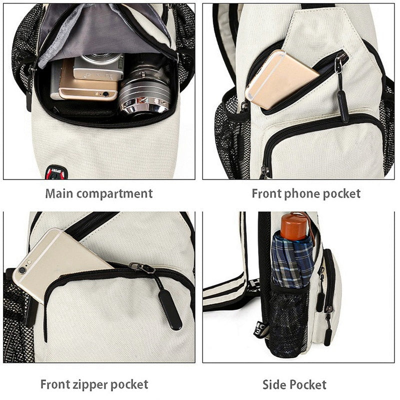 Shoulder Bag Casual Chest Bag Business Male Bag Multi-Functional Women Man Backpack Cycling Sports Rucksack Travel Pack