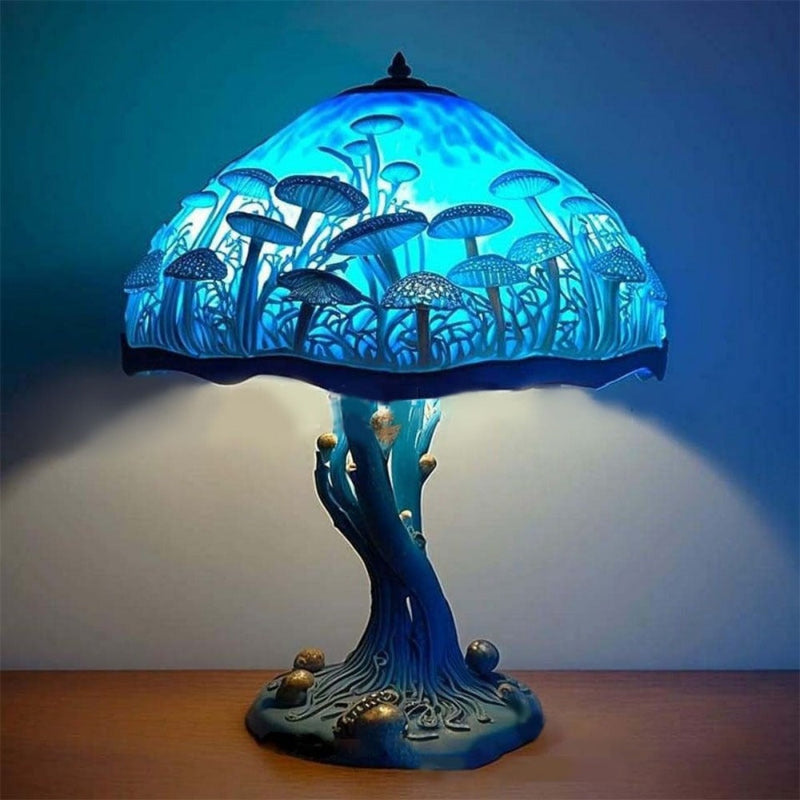 Stained Glass Mushroom Table Lamp - Bedside Flower Retro Night Lamp