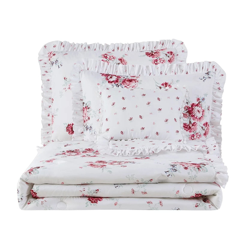 Simply Shabby Chic Sunbleached Floral 4-Piece Washed Microfiber Comforter Set, Full/Queen