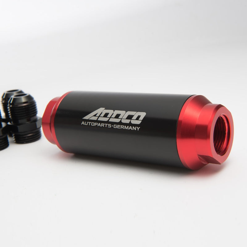 Universal Car Racing In-Line Fuel Oil Filter With AN10 AN8 AN6 Fittings Adapter 40 Micron ADF09901