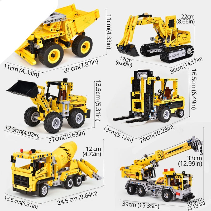 Engineering Truck Tech Building Block City Construction Toy For Children Boy Adults Excavator Bulldozer Crane Car Brick