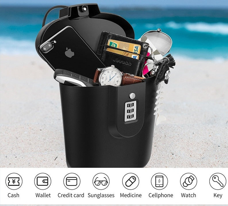 Portable Security Storage Box 3-digit Combination Lock With Rope Outdoor Camp Sport Beach Shopping Safe Case Bucket for Key Cash