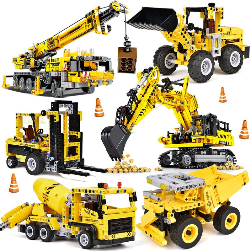 Engineering Truck Tech Building Block City Construction Toy For Children Boy Adults Excavator Bulldozer Crane Car Brick