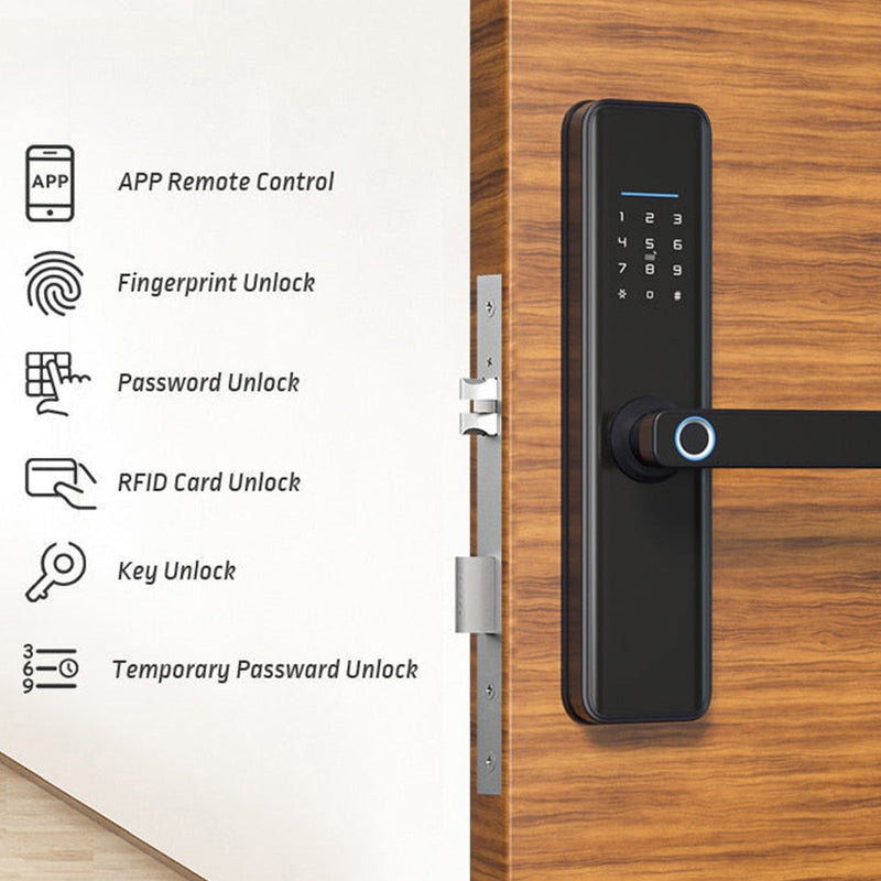 Smart Door Lock, Fingerprint Door Locker Mobile App Door Lock With Passcode and Fingerprint