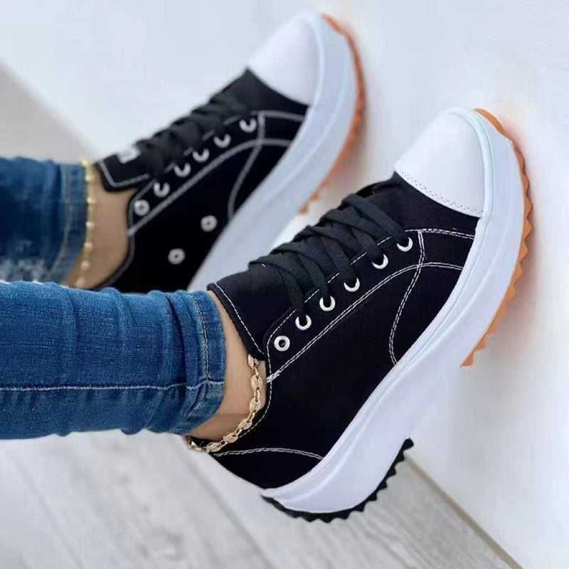 2022 Canvas Shoes Women Fashion Trainers, Sneakers Sport Flat Lace-Up