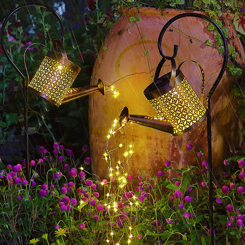 The Enchanted Watering Can -  Lights Outdoor Decorative, Hanging Solar Lantern, Metal Waterproof Solar Garden Patio Yards Lawn Pathway