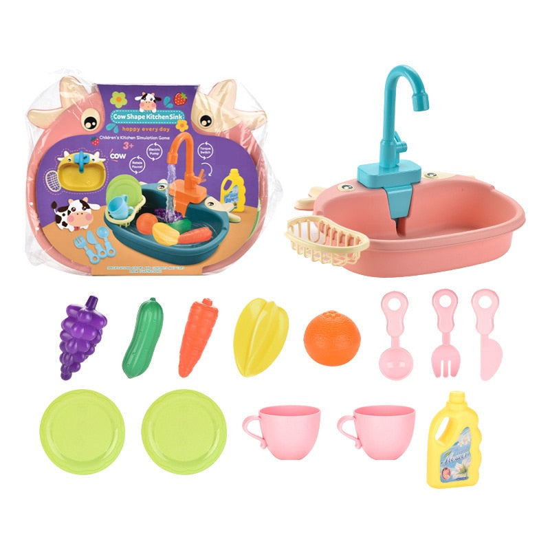 Kids Kitchen Toys Simulation | Electric Dishwasher Pretend Mini Kitchen Food Educational Girls Playing