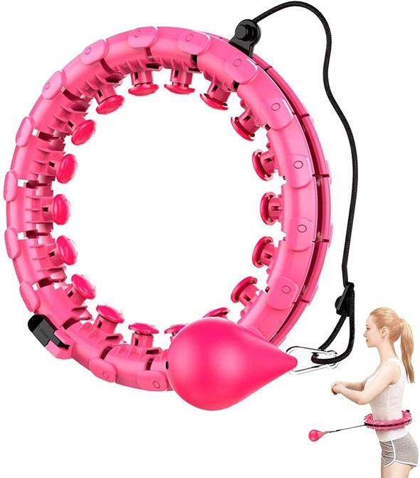 Weighted Hula Hoop – Advanced Exercise Equipment (Pink - 24 Sections)